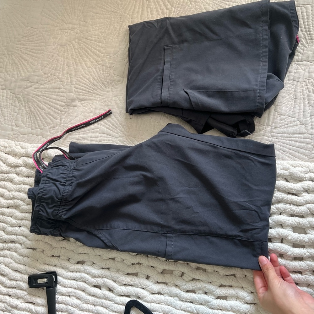 Gray Scrub Pants with Pink Drawstring